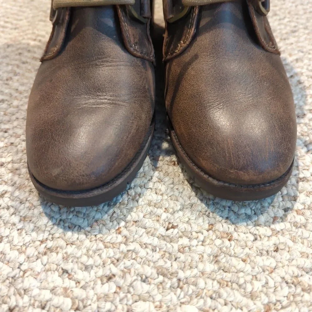 Sorel Cate Lace Up Ankle Boots Womens 8 Brown Leather Block Heel